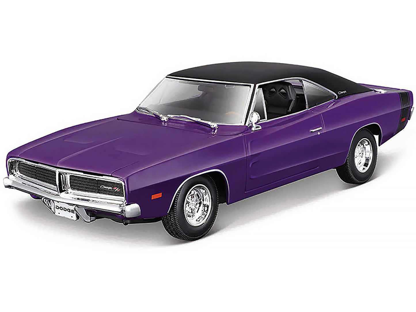 1969 Dodge Charger R/T Purple with Matt Black Top and Black Tail Stripe "Special Edition" 1/18 Diecast Model Car by Maisto