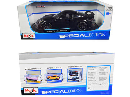 2022 Porsche 911 GT3 Black Metallic "Special Edition" 1/18 Diecast Model Car by Maisto