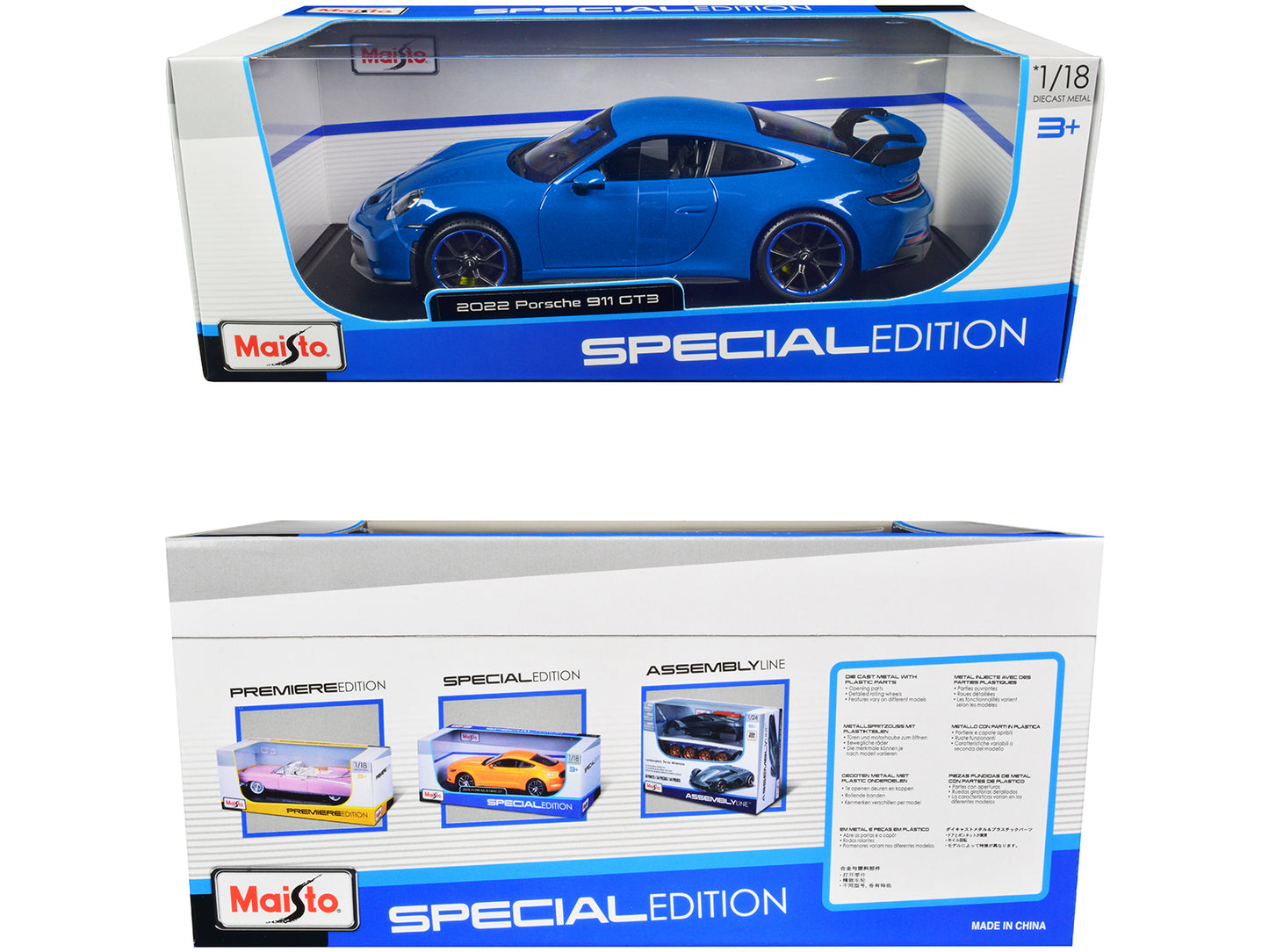 2022 Porsche 911 GT3 Blue "Special Edition" 1/18 Diecast Model Car by Maisto