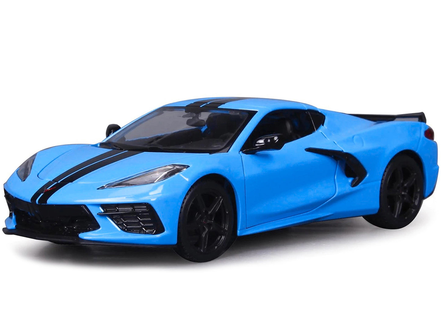 2020 Chevrolet Corvette Stingray Z51 Coupe Blue with Black Stripes 1/24 Diecast Model Car by Maisto