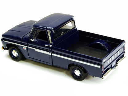 1966 Chevrolet C10 Fleetside Pickup Truck Dark Blue 1/24 Diecast Car Model by Motormax