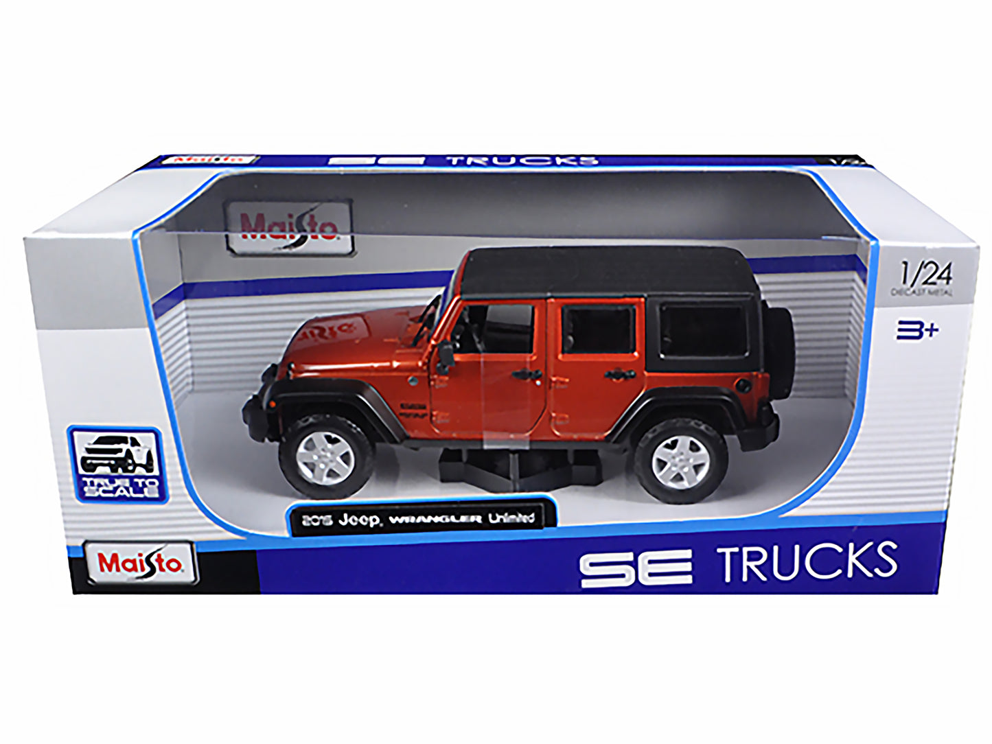 2015 Jeep Wrangler Unlimited Orange with Black Top 1/24 Diecast Model Car by Maisto