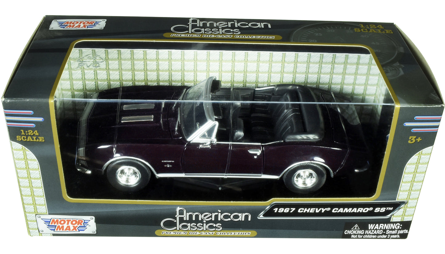 1967 Chevrolet Camaro SS Convertible Burgundy 1/24 Diecast Model Car by Motormax