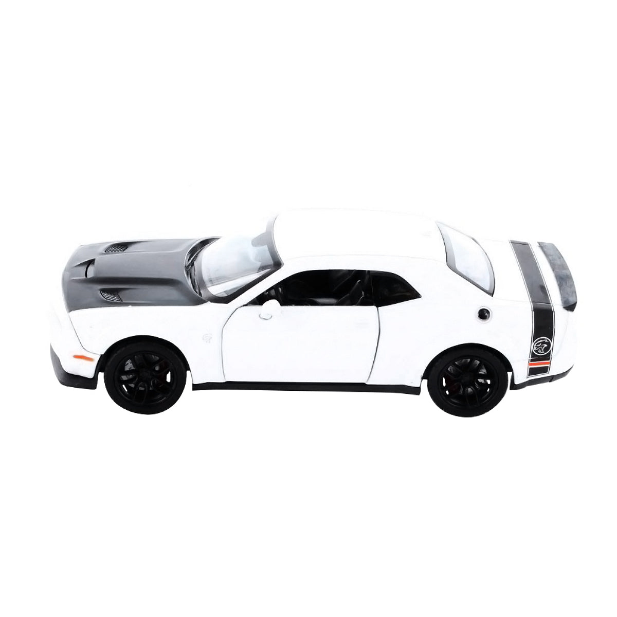 2018 Dodge Challenger SRT Hellcat Widebody White with Black Hood 1/24 Diecast Model Car by Motormax