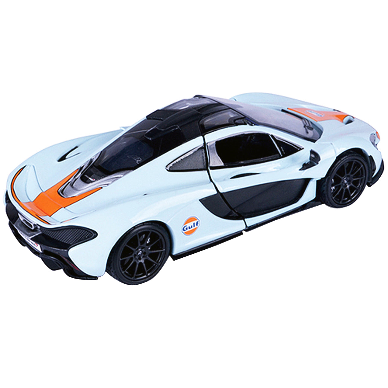 McLaren P1 with "Gulf Oil" Livery Light Blue with Orange Stripe 1/24 Diecast Model Car by Motormax