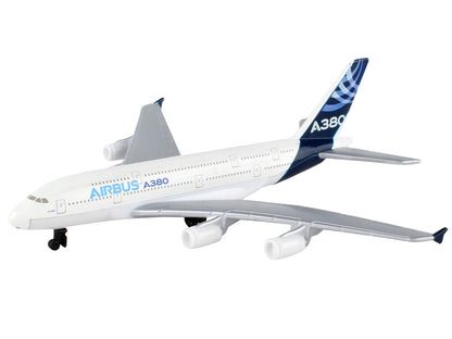 Airbus A380 Commercial Aircraft "Airbus" White with Blue Tail Diecast Model Airplane by Daron