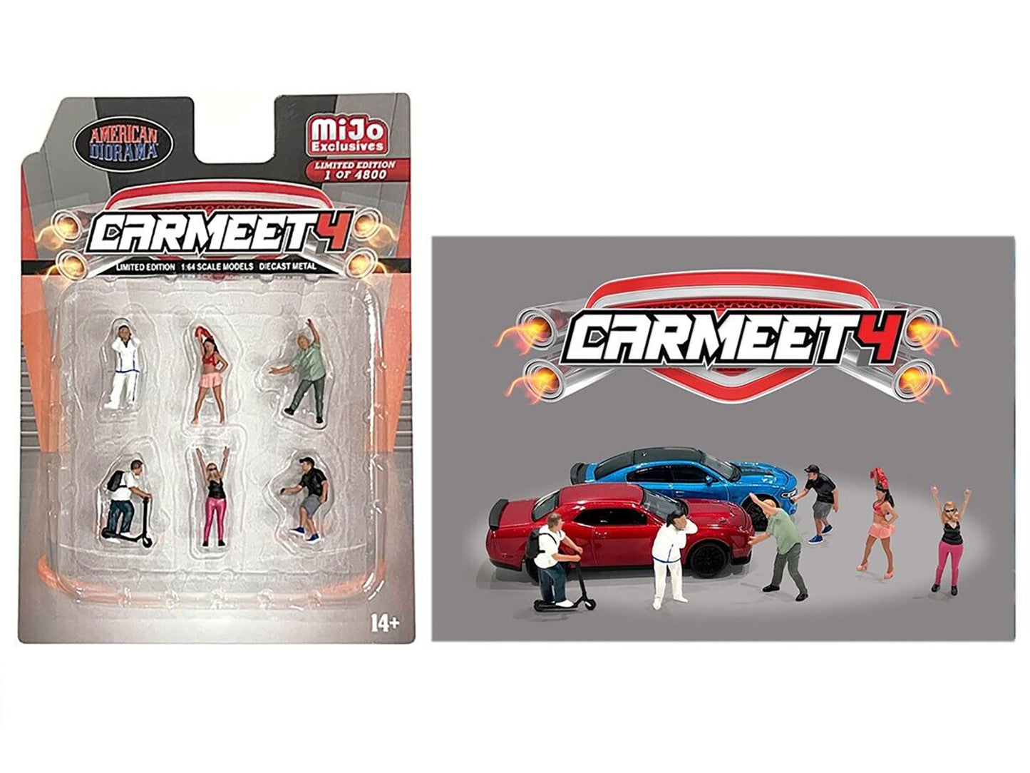 "Car Meet 4" 6 piece Diecast Figure Set for 1/64 Scale Models by American Diorama