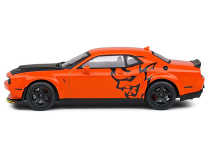 2018 Dodge Challenger SRT Demon Go Mango Orange with Matt Black Hood 1/43 Diecast Model Car by Solido