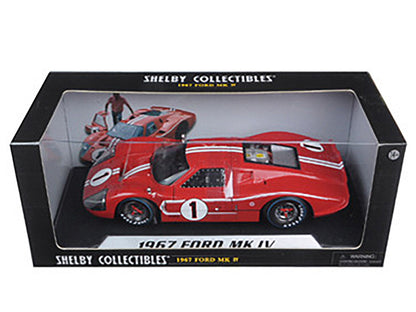 Ford GT MK IV #1 Red with White Stripes 24H of Le Mans (1967) 1/18 Diecast Model Car by Shelby Collectibles