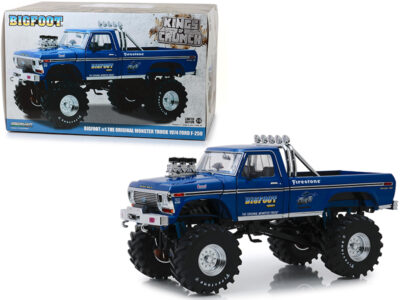 1974 Ford F-250 Bigfoot #1 The Original Monster Truck Blue with 48-Inch Tires "Kings of Crunch" 1/18 Diecast Model Car by Greenlight