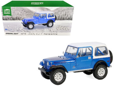 1978 Jeep CJ-7 Renegade Captain Blue Metallic with White Top "Artisan Collection" Series 1/18 Diecast Model Car by Greenlight