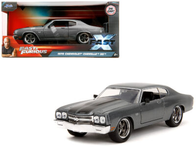 1970 Chevrolet Chevelle SS Gray Metallic with Black Stripes "Fast & Furious" (2009) Movie "Fast & Furious" Series 1/24 Diecast Model Car by Jada