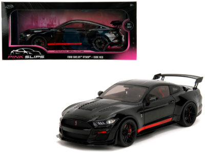 Shelby GT500 "Code Red" Black with Red Stripes "Pink Slips" Series 1/18 Diecast Model Car by Jada