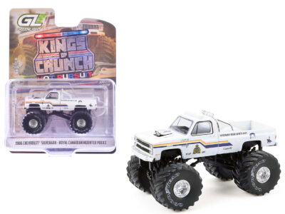 1986 Chevrolet Silverado Monster Truck "Royal Canadian Mounted Police" White with Stripes "Kings of Crunch - Hot Pursuit" Special Edition 1/64 Diecast Model Car by Greenlight