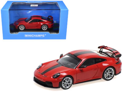 2025 Porsche 911 (992.2) GT3 Weissach Package Red with Carbon Stripe Limited Edition to 240 pieces Worldwide 1/64 Diecast Model Car by Minichamps