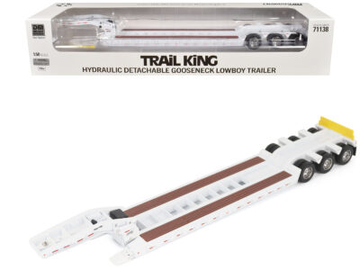 Trail King TK120 Hydraulic Detachable Gooseneck Lowboy Trailer White (Regular Version) "Transport Series" 1/50 Diecast Model by Diecast Masters