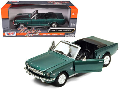 1964 1/2 Ford Mustang Convertible Green Metallic 1/24 Diecast Model Car by Motormax