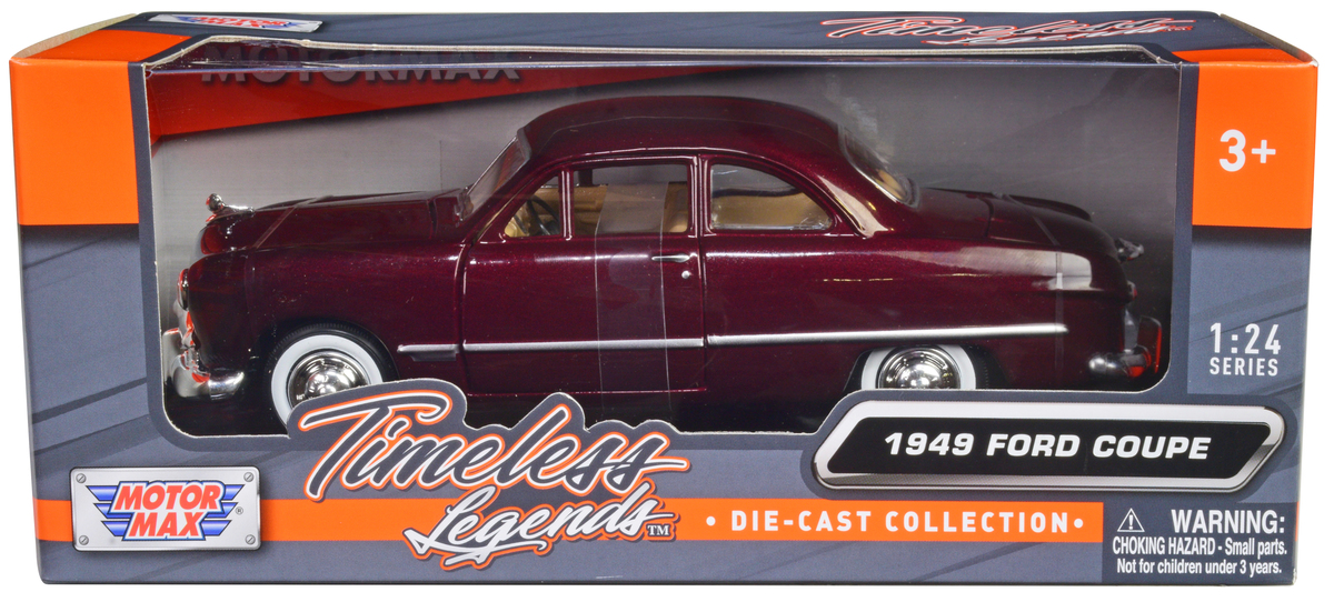 1949 Ford Coupe Burgundy 1/24 Diecast Model Car by Motormax #1