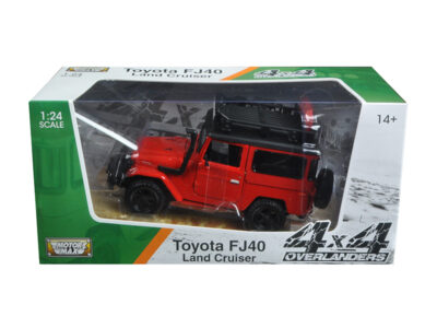 Toyota FJ40 Land Cruiser Red "4x4 Overlanders" Series 1/24 Diecast Model Car by Motormax