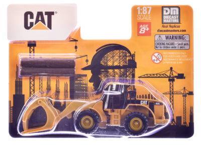 CAT Caterpillar 950G Wheel Loader Yellow with Log Fork and Wood Log Accessories 1/87 (HO) Diecast Model by Diecast Masters