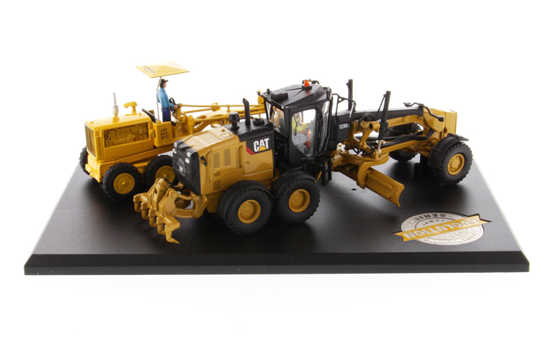 Cat Caterpillar No. 12 Motor Grader (Circa 1939-1959) and Cat Caterpillar 12M3 Motor Grader (Current) with Operators "Evolution Series" Set of 2 pieces 1/50 Diecast Models by Diecast Masters #2