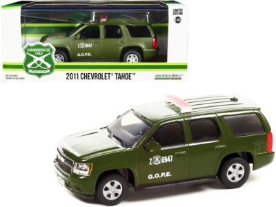2011 Chevrolet Tahoe Police Car Matt Green "Carabineros de Chile" G.O.P.E. "Grupo de Operaciones Policiales Especiales" 1/43 Diecast Model Car by Greenlight