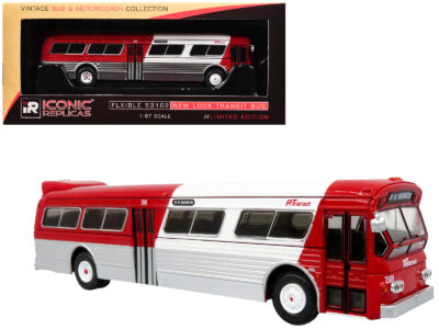 Flxible 53102 New Look Transit Bus "Pittsburgh Area Transit" Red and White "Vintage Bus & Motorcoach Collection" Limited Edition 1/87 (HO) Diecast Model by Iconic Replicas