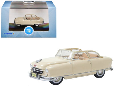 1950 Nash Rambler Custom Landau Convertible (Open) Champagne Ivory 1/87 (HO) Scale Diecast Model Car by Oxford Diecast