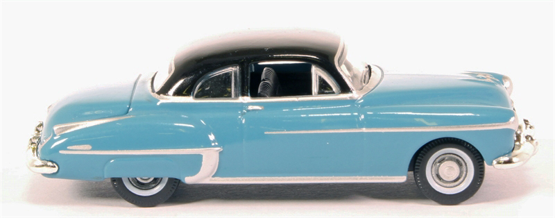 1950 Oldsmobile Rocket 88 Coupe Crest Blue with Black Top 1/87 (HO) Scale Diecast Model Car by Oxford Diecast #2