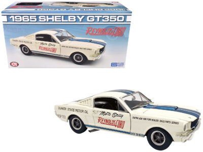 1965 Shelby GT350 "Reynolds Ford" White with Blue Stripes Limited Edition to 204 pieces Worldwide 1/18 Diecast Model Car by ACME