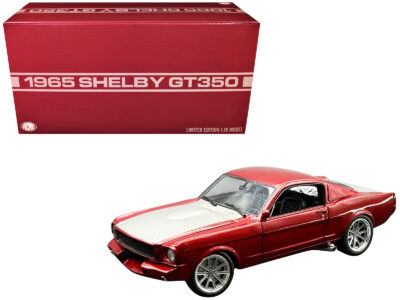 1965 Shelby GT350R Pro Touring Red Metallic with Silver Hood and Trunk Limited Edition to 350 pieces Worldwide 1/18 Diecast Model Car by ACME