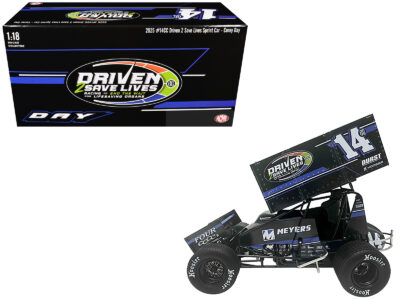 Winged Sprint Car #14CC Corey Day (Blue Version) "Driven 2 Save Lives" Jason Meyers Racing (2025) 1/18 Diecast Model Car by ACME