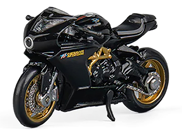 MV Agusta Superveloce 800 Motorcycle Black and Gold with Figure 1/64 Diecast Model by CM Model #3