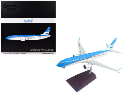 Boeing 737 MAX 8 Commercial Aircraft "Aerolineas Argentinas" (LV-KEJ) White and Blue "Gemini 200" Series 1/200 Diecast Model Airplane by GeminiJets