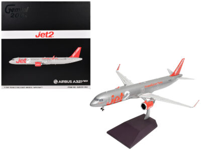 Airbus A321neo Commercial Aircraft "Jet2" (G-SUNO) Silver with Red Tail "Gemini 200" Series 1/200 Diecast Model Airplane by GeminiJets