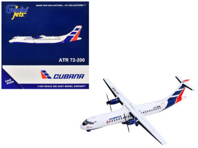 ATR 72-200 Commercial Aircraft "Cubana Airlines" (CU-T1548) White with Red and Blue Stripes 1/400 Diecast Model Airplane by GeminiJets