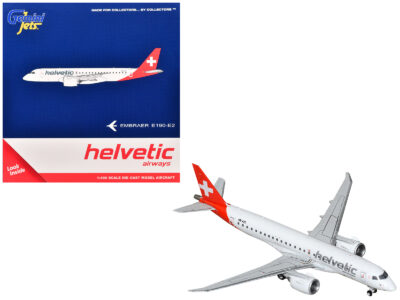 Embraer E190-E2 Commercial Aircraft "Helvetic Airways" (HB-AZC) White with Red Tail 1/400 Diecast Model Airplane by GeminiJets