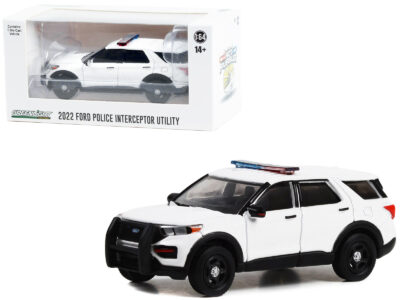 2022 Ford Police Interceptor Utility White with Light Bar "Hot Pursuit" "Hobby Exclusive" Series 1/64 Diecast Model Car by Greenlight