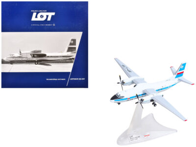 Antonov AN-24V Commercial Aircraft "LOT Polish Airlines" (SP-LTP) White with Blue Stripes and Tail 1/200 Diecast Model by Herpa