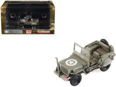 U.S. 1/4 ton Military Vehicle Olive Drab "Gen. George Patton US 3rd Army War Eagle" (1945) United States Army "Ground Power Series" 1/72 Diecast Model by Hobby Master