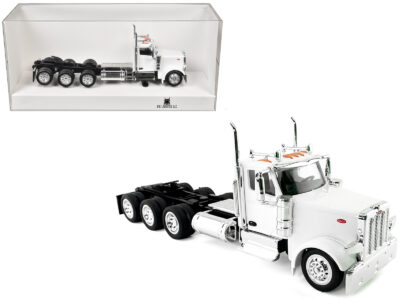 Peterbilt 589 3-Axel Day Cab White 1/87 (HO) Plastic Model Car by HO Logistics