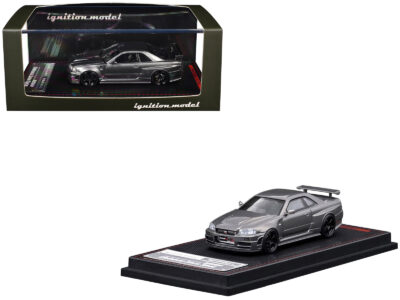 Nissan Skyline GT-R (BNR34) Nismo CRS RHD (Right Hand Drive) Gray Metallic 1/64 Diecast Model Car by Ignition Model