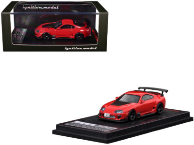 Toyota Supra (JZA80) RZ RHD (Right Hand Drive) Red with Carbon Hood 1/64 Diecast Model Car by Ignition Model