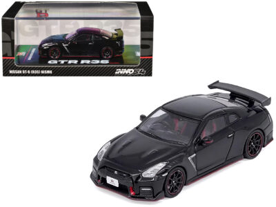 Nissan GT-R (R35) Nismo RHD (Right Hand Drive) Nismo Black with Carbon Hood and Top 1/64 Diecast Model Car by Inno Models