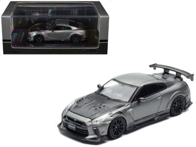Nissan GT-R (R35) "Top Secret" RHD (Right Hand Drive) Gray Metallic with Carbon Hood "IAM Bangkok 2025 Event Edition" 1/64 Diecast Model Car by Inno Models