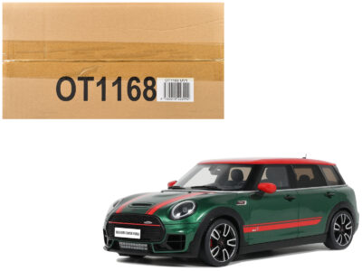2021 Mini Clubman (F54) JCW British Green Metallic with Red Top and Stripes Limited Edition to 999 pieces Worldwide 1/18 Model Car by Otto Mobile