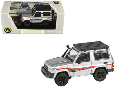 2014 Toyota Land Cruiser LC 71 Silver Metallic with Graphics 1/64 Diecast Model Car by Paragon Models