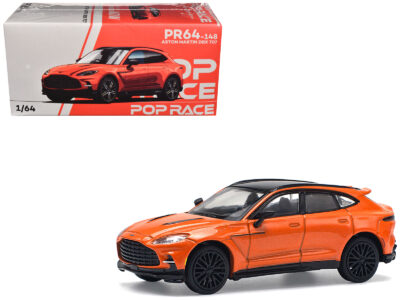 Aston Martin DBX 707 Cosmos Orange Metallic with Black Top 1/64 Diecast Model Car by Pop Race