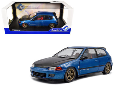 1991 Honda Civic (EG6) RHD (Right Hand Drive) "NAR" Cobalt Blue Metallic with Carbon Hood 1/18 Diecast Model Car by Solido