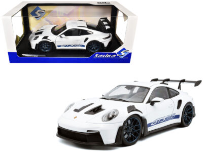 2024 Porsche 911 (992) GT3 RS White with Blue Stripes 1/18 Diecast Model Car by Solido